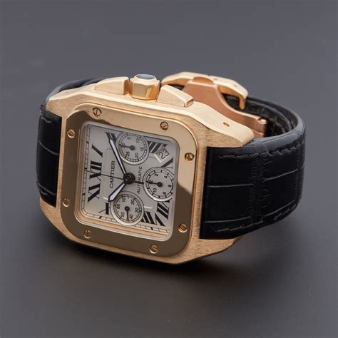 cartier santos 100 chronograph black|cartier santos 100 for sale.